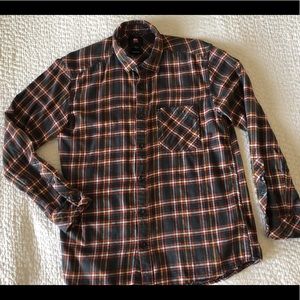 Quiksilver flannel orange and gray